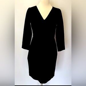 J Crew Black Dress 3/4 sleeve knee 8 classy new